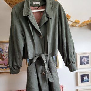 Vintage green wool trench coat